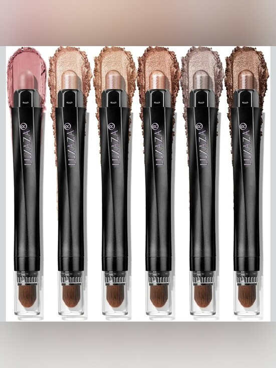Other - 6pc. Metallic & Matte Cream Eyeshadow Sticks- Rose Gold & Brown- Built In Brush